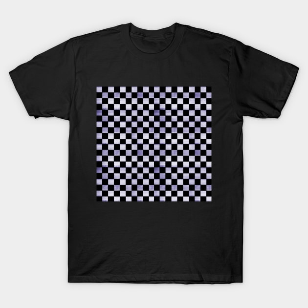 Black and Purple Checkered Wood Pattern T-Shirt by Lucy